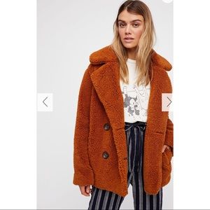 NWT Free People Copper Teddy Peacoat